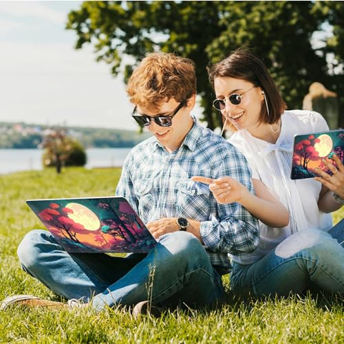 Universal Laptop Skin Sticker with 2 Wrist Pad Skins, Waterproof Scratch Resistant Vinyl Laptop Cover Decal, Cut to Fit for 11–15.6 Inch MacBook HP Dell Lenovo, Full Moon Forest - color: Full Moon Forest