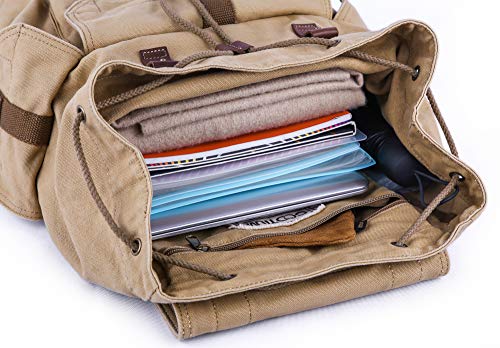 GOOTIUM 21101KA-S Specially High Density Thick Canvas Backpack Rucksack, Khaki Small - color: Khaki, size: Small