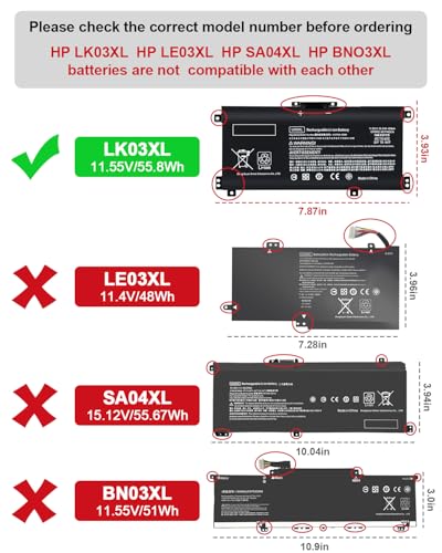 LK03XL Battery Compatible with HP Envy X360 Convertible Notebook 15m-cn0xxx 15m-cn0012dx 17m-ae0xx 15m-bp 17-ae1xx 15-bq2xx 17t-ce 15m-cn0011dx 15m-bp112dx LKO3XL 916814-855 L09281-855 - size: LK03XL