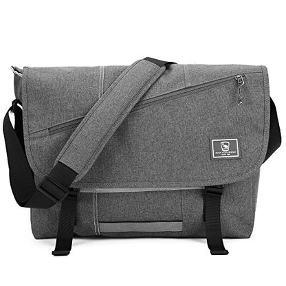 OIWAS 15.6" Messenger Bag for Men, Laptop Shoulder Bag for College, Grey | Water-repellent polyester; thick padded laptop compartment; large crossbody bag for textbooks & daily campus essentials - color: 15.6 Inch-grey