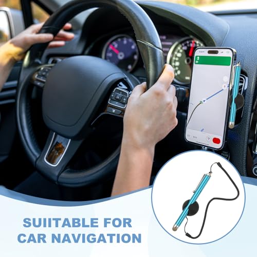 PATIKIL 2 Pcs Screen Capacitive Pen with Spring Rope Fixing Dock High Sensitivity for Mobile Phone Car Navigation GPS POS Tablet Laptop, Light Blue - color: Light Blue