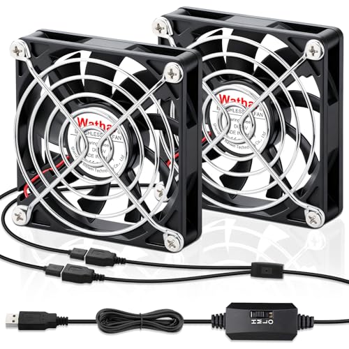 Wathai 2PCS 80mm x 15mm Small USB Fan, USB Cooling Fan 2 in 1 for AV Receiver Flat Panel Xbox DVR PS4 PS5 Router TV Box Computer Cabinet Cooler - size: 80x15mm (5V)