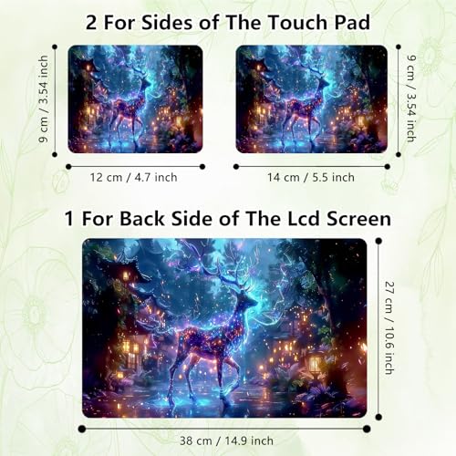 Laptop Skin Sticker Decal, Universal Reusable Vinyl Laptop Cover for 12" 13" 13.3" 14" 15" 15.4" 15.6" Notebook PC, Waterproof Scratch-Resistant with 2 Wrist Pads, Easy to Apply & Remove,Art Deer - color: Art Deer