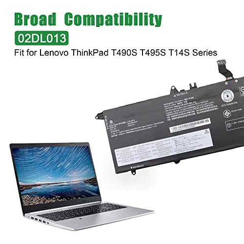 02DL013 L18L3PD1 SB10K97651 Laptop Battery Replacement for Lenovo ThinkPad T490s T495s T14s Gen 1 2020 Series 02DL014 L18M3PD1 SB10K97652 02DL015 L18M3PD2 02DL016 L18C3PD1 11.58V 57Wh