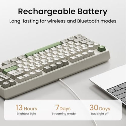 Kisnt KN85 Wireless Mechanical Keyboard, 75% Layout, Bluetooth/2.4GHz/USB-C, Custom RGB Backlit, Hot-Swappable Linear Switch, Creamy Sound for Gaming/Typing (Industrial Gray) - color: Industrial Gray