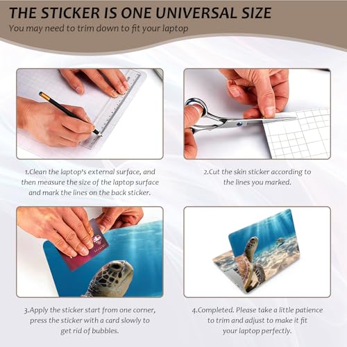 Laptop Skin 12.1-15.6 inch Removable Universal Reusable Laptop Sticker Decal,Waterproof No Residue Vinyl Cover,Scratch-Resistant Cuttable Full Wrap Sticker for Notebook, Cute Sea Turtle - color: Cute Sea Turtle