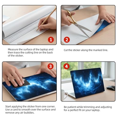 Universal Laptop Skin Sticker Decal, 12"-15.6" Aesthetic Vinyl Wrap, Cosmic Nebula Ocean Waves Waterproof Notebook Cover Art Protector for MacBook HP Dell Lenovo, Fits 13" 14" 15" 15.6" - color: Cosmic Nebula Ocean Waves