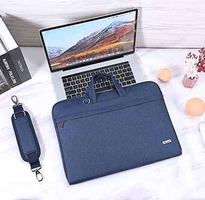 Voova Laptop Case 13 14 15 16 17 Inch with Shoulder Strap, Waterproof Laptop Bag Sleeve Slim Briefcase - color: Blue, size: 17-17.3 Inch
