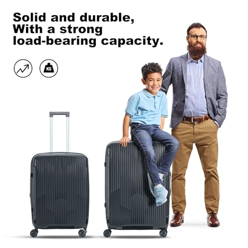 Nazhura Luggage Set, 3-Piece Hardside Suitcase Set, 20-inch Carry On, 24-inch, 28-inch Luggage - color: Grey