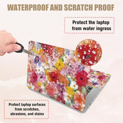 PLIGREAT 15 Inches Laptop Decal Sticker Skin Cover, Oil Painting Florals Laptop Stickers Skins Decal Fits 12-15 Inch Laptops Universal Removable Vinyl Notebook Art Protector Cover Decals, Red Yellow - color: Red Yellow