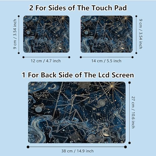 Universal Laptop Skin Sticker with 2 Wrist Pad Skins, Waterproof Scratch Resistant Vinyl Laptop Cover Decal, Cut to Fit for 11–15.6 Inch MacBook HP Dell Lenovo, Cosmic Constellation - color: Cosmic Constellation