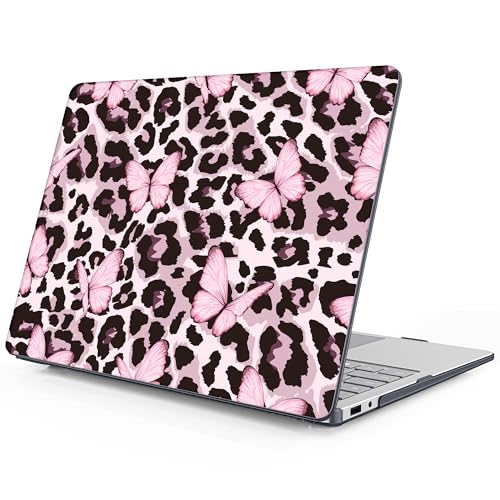 Mektron Printed Case for 2025 Microsoft Surface Laptop Windows 11 Copilot+ PC Surface Laptop 13 inch Touchscreen Display Cover Fits Model 2095, Leopard Pink Butterfly - color: Leopard Pink Butterfly