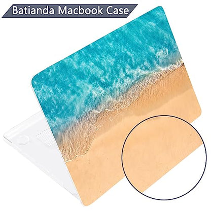 Batianda Case for MacBook Air 15" with M5 M4 M3 M2 Chip, Turquoise Shore | 4-in-1 Set with Turquoise Beach Aerial Design,Lightweight Slim Hard Shell Protection For Vacation Lovers and Coastal Dreamers - color: Beach
