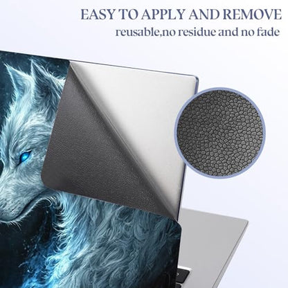 Universal Laptop Skin Sticker Decal,15.6 Inch Laptop Vinyl Cover for 13" 14" 15.6" Laptop,Scratch-Resistant Waterproof Protector Wrap,Reusable with Wrist Pads,Wolf Pair - color: Wolf Pair