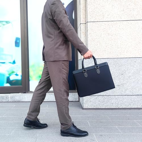 Men’s Business Briefcase, Waterproof Oxford Laptop Bag 14 Inch, Large Capacity Expandable Handheld Portfolio for Work, Black