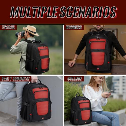 55L Gaming Laptop Backpack, Fits 18.4-19" Laptop, Red | 180° TSA-Friendly Carry On Design with Padded Laptop Compartment, Water-Resistant, Adjustable Strap, Handle for Men Women - color: Red, size: 18.4 Inch（21.6"x15.4"x9.8"）