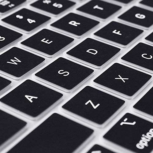 ProElife Ultra Thin Keyboard Cover Skin for 2021-2020 MacBook Air 13 Inch Model A2337 Apple M1 Chip A2179 (U.S Layout) with Touch ID Accessories Keyboard Silicone Protective Skin (Black) | Black, U.S Layout, Non-interference Design for ID Key, Dust-proof,