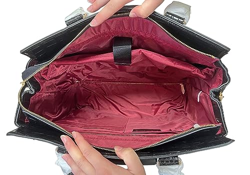 JKM & Company Rolling Laptop Bag for Women | Designer Wheeled Briefcase | Fits 13-17" Laptops | Office Travel Computer Case - color: Black Patent