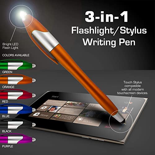 Stylus Pen, 3-1 Multi-Function, Ball Point Black Ink Pen, Capacitive Stylus for Touchscreen Devices, LED Flashlight, Medical Pen Light,for Home,Work,Doctors, and Nurses (12 Pack) - size: 12 Pack