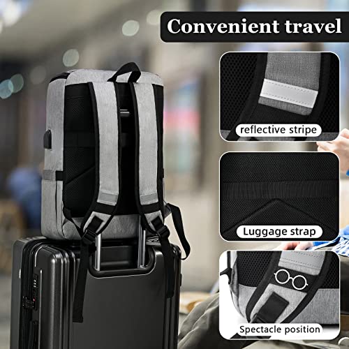 YALUNDISI Laptop Backpacks Travel Backpack Carry On Backpack Casual Daypack with USB Charging Port for Men Women Grey - color: Grey