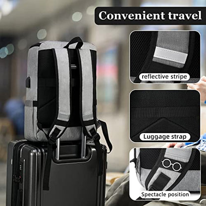 YALUNDISI Laptop Backpacks Travel Backpack Carry On Backpack Casual Daypack with USB Charging Port for Men Women Grey - color: Grey