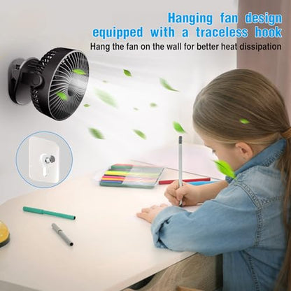 Clip on Fan Rechargeable, 8-Inch Battery Operated Desk Fan, USB Fan,5 Speeds, Strong Airflow, Sturdy Clamp for Golf Cart Office Desk Outdoor Travel Camping Tent Gym Treadmill,Black - color: Black