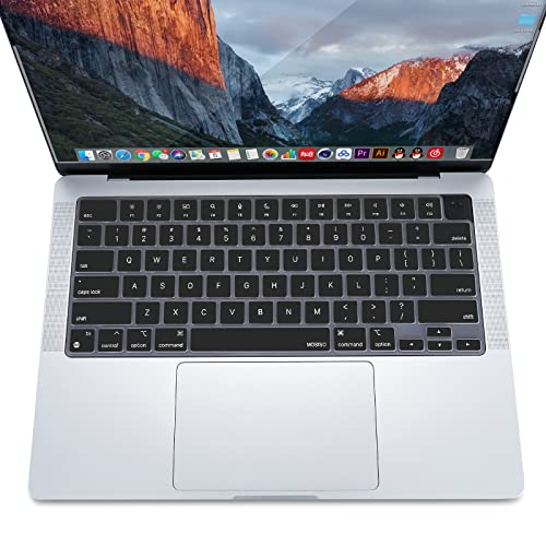 MOSISO Keyboard Cover Skin Compatible with MacBook Air 15 inch M3 M2 | A3114 A2941/Air 13.6 A3113 A2681/Pro 14/16 M4 M3 M2 M1, Black - color: Black