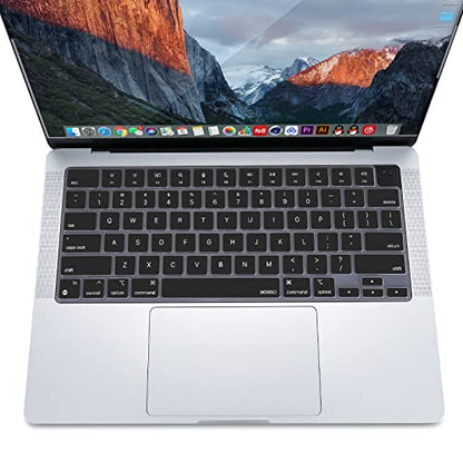 MOSISO Keyboard Cover Skin Compatible with MacBook Air 15 inch M3 M2 | A3114 A2941/Air 13.6 A3113 A2681/Pro 14/16 M4 M3 M2 M1, Black - color: Black