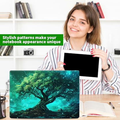 Laptop Skin Sticker Decal, Universal Protective Cover Fit 12 13 14 15.6 Inch Notebook, Reusable Water-Resistant Vinyl Decal w/ 2 Wrist Pads for Business Travel Office, Green Tree - color: Green Tree