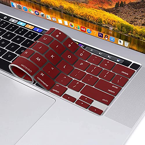 MOSISO Keyboard Cover Compatible with MacBook Pro 13 inch M2 M1 | 2023-2020 A2338 A2289 A2251&Compatible with MacBook Pro 16 2020 2019 A2141 Touch ID, Protective Silicone Skin, Marsala Red - color: Marsala Red