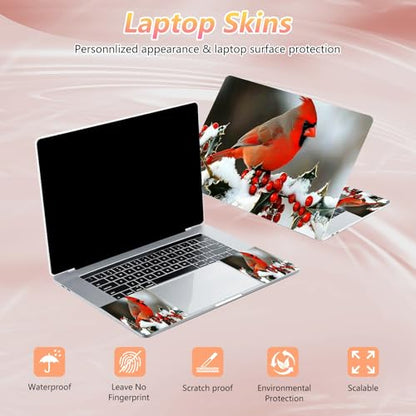 Laptop Skin Sticker Decal 12" 13" 13.3" 14" 15" 15.6",Waterproof Scratch Resistant Vinyl,Reusable Easy to Apply,for MacBook HP Dell Notebooks Netbooks Laptop,2 Wrist Pads,Cardinal Bird Snow - color: Cardinal Bird Snow