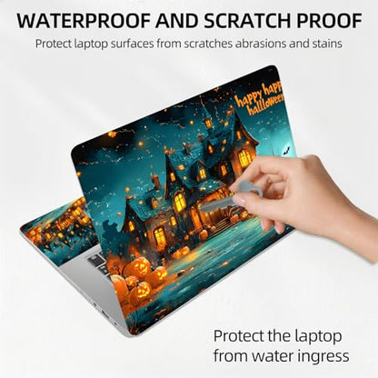 Halloween Town Glow Universal Laptop Skin Sticker 3PCS, Protective Decal Trim-to-Fit 11.6" 13.3" 14" 15.6" Laptop Vinyl Cover, Removable Anti-Scratch Computer Decal Protector - color: Halloween Town Glow