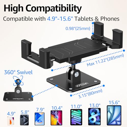 Tablet Wall Mount Ipad Holder, 4.7-15.6" | 360° Adjustable, iPad, Galaxy Tab, Sturdy Aluminum, For Home, Office & Public Spaces - size: No Arm Pro-Up to 15.6"