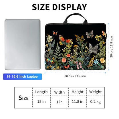 Laptop Bag,14 15 15.6 inch Laptop Case Sleeve,Computer Sleeve with Handle for Women Men,Carrying Case for MacBook,Dell,Lenovo,Notebook Computer,Butterfly Plant - color: Butterfly Plant