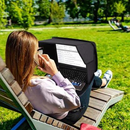 Laptop Sun Shade,Laptop Sun Shade for Working Outside,Foldable and Portable Screen Sun Glare Shield Sleeve,Outdoor Computer Cover,Privacy Protective Hood Sunshade Bag 12-14inch (Patent Pending) - size: 12-14inches
