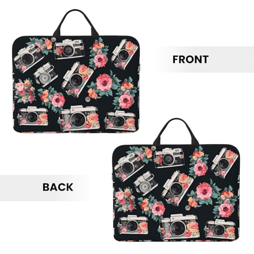 14 Inch Laptop Sleeve Case Waterproof Travel Laptop Bag Handbag Shockproof Protective Computer Cover Flower Camera Carrying Bag Briefcase with Handle for 13-14 Inch Notebook