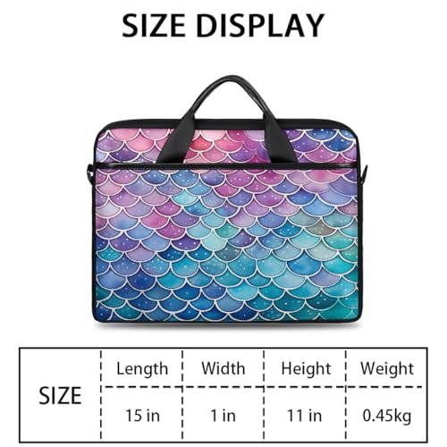 Laptop Shoulder Bag for Women Men, Waterproof Computer Case Messenger Bag Briefcase for Business Office Travel - color: Rainbow Mermaid Scales