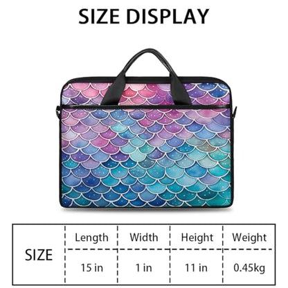 Laptop Shoulder Bag for Women Men, Waterproof Computer Case Messenger Bag Briefcase for Business Office Travel - color: Rainbow Mermaid Scales