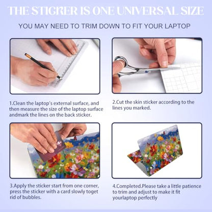 SUPERDANT Laptop Skin Sticker Oil Painting Flowers Laptop Decals Personalized Universal Notebook Computer Wrap Vinyl Skin Stickers Cover Art Decal Removable 12-15.6 Inch Scratch-Resistant Gifts - style: Colorful Flower Clusters