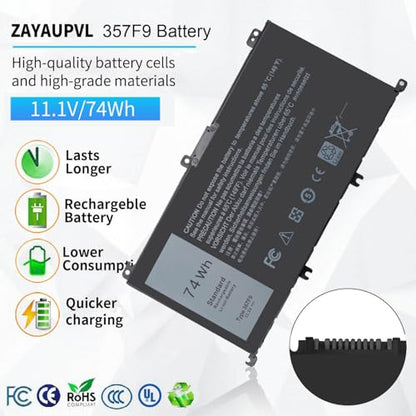 74Wh 357F9 Battery for Dell Inspiron 15 7000 Gaming 15 7559 i7559 7557 | i7559-5012GRY i7557 i5577-7342blk-pus 5577 7567 5576 7566 INS15PD Series P65F P65F001 P57F 71jf4 071jf4 0GFJ6 0357F9 11.1V - size: 6.93*3.75*0.5inch 357F9