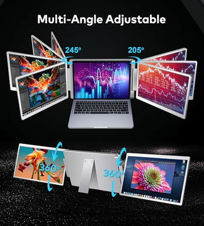 Laptop Screen Extender 16"-1200P 16:10 FHD Triple Monitor for 12-18.5" | Portable Monitor for Laptop with HDMI and USB-C Connectivity for MacBooks(NOT M1/M2/M3)/Wins, Chrome, Surface - size: 16"