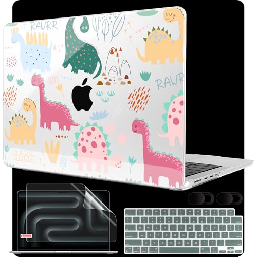 MEEgoodo Case for MacBook Pro 16 inch 2026 2024 2023 2021, Laptop Hard Shell Compatible with M5 M4 M3 M2 M1 Pro/Max Chip, Fit Model A3429/A3428/A3403/A3186/A2991/A2780/A2485, Cute Dinosaurs - color: Cute Dinosaurs
