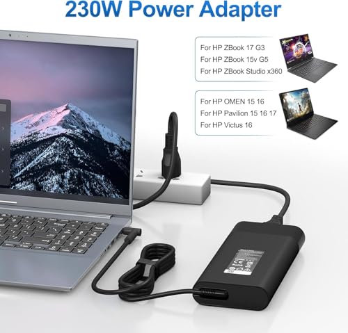 230W Laptop Charger for HP Omen 17 16 15,Victus by HP Gaming Laptop 16,ZBook Fury 16 G8 G9 G10 11.8A AC Power Supply Adapter - color: Greyish black
