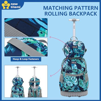 NEW TILAMI Rolling Backpack for Kids 18 Inch Wheeled Laptop Backpack Kids School Travel - color: Leaves
