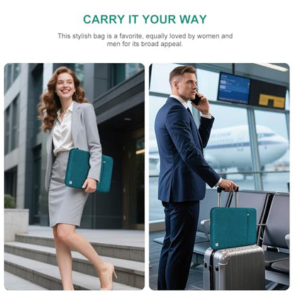 DOMISO Laptop Case Laptop Sleeve Cover Compatible with 15 inch MacBook Air M4/A3241 2025, M3/A3114,M2/A2941,15 inch MacBook Pro A1990 A1707,Compatible with Dell XPS 15 Plus with Pocket, Teal - color: Teal, size: 14 inch