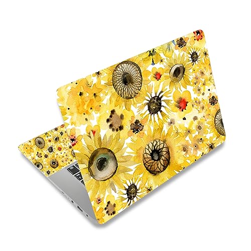 DINKY Laptop Skin Sticker Decal, 12" 13" 13.3" 14" 15" 15.4" 15.6 inch Laptop Universal Reusable Vinyl Skin Stickers Cover Art Decal Notebook PC Personalized Protector-Flora - color: Sunflora-02