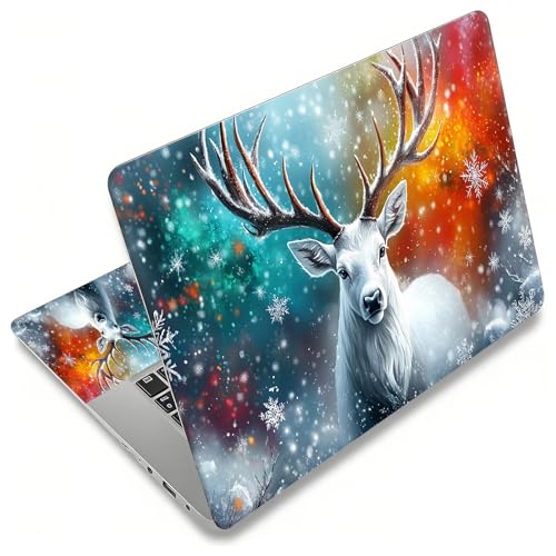 Laptop Skin Sticker for 12.1”-15.6“ Laptops (Fits 13”, 13.3”, 14”, 15”, 15.4”) | Protective Universal Reusable Vinyl Art Decal Cover | Waterproof & Scratch-Resistant-Christmas Deer - color: Christmas Deer