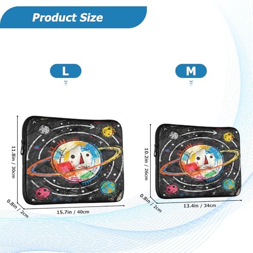 Cartoon Space Planet 15-16 Inch Quilted Laptop Sleeve Case Soft Notebook Protector Bag Computer Carrying Case - color: Cartoon Space Planet, size: Large