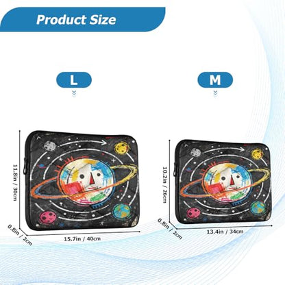 Cartoon Space Planet 15-16 Inch Quilted Laptop Sleeve Case Soft Notebook Protector Bag Computer Carrying Case - color: Cartoon Space Planet, size: Large