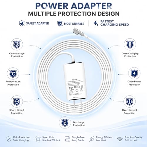 Compatible with Mac Book Pro Charger, 60W Power Adapter L-Tip Mag 1 Connector Charger for Mac Book Pro 13 Inch(Before Mid 2012) - size: 60W-L